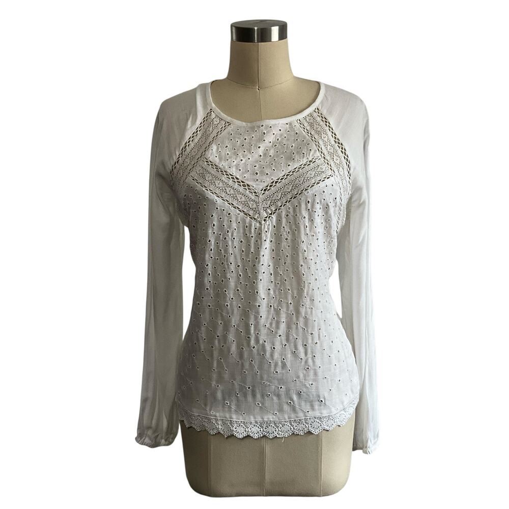 Lucky Brand White Cottage Blouse: Size S